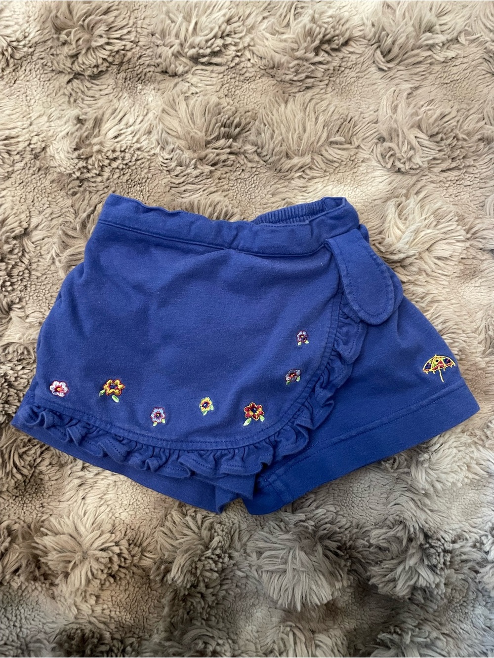 MC Kids 🍟2001 Indigo Ruffle Skort with Floral Embroidery